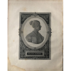 Engraved Portrait of Hemans, Head and Shoulders, in profile, to right, in oval within ornamental surround, after a bust by Angus Fletcher, by E. Wyon. Engraved Portrait of Hemans, Head and Shoulders, in profile, to right, in oval within ornamental surround, after a bust by Angus Fletcher, by E. Wyon.