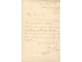 AUTOGRAPH LETTER Signed, to T. Phillips, 1p, 14 Buckingham St, Strand, Thursday, n.y.