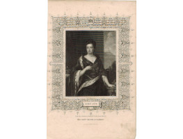 Engraved Portrait of Queen Anne, Three Quarter Length, after Kneller by J. Cochran.