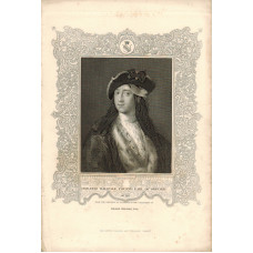 Engraved Portrait of Horatio Walpole, Head and Shoulders, in hat with mask under it, after Rosalba by J. Cochran.