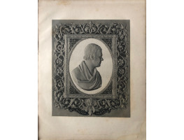 Engraved Portrait of  Scott, Head and Shoulders, in profile, to right, in oval within ornamental surround, after a bust by Chantrey, by H. Weekes.