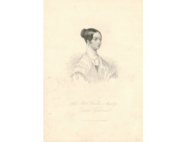 Engraved Portrait of Queen Victoria, Half Length, when young, by and after T.W. Harland.