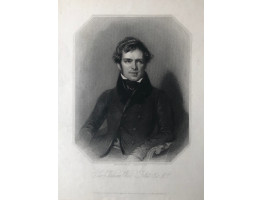 Engraved Portrait of Follett  when Lord Mahon, Half Length, in octagonal frame, after J. Lucas by W. & F. Holl.