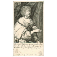 Engraved Portrait of Countess of Arundel, Three-Quarter Length, wearing ermine and coronet after Van Dyck.