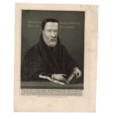 Engraved Portrait of Tyndale, holding book, Half Length, by  N. Whittock.