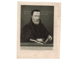 Engraved Portrait of Tyndale, holding book, Half Length, by  N. Whittock.