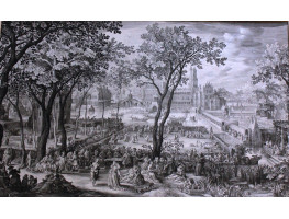 Pleasures of St Mary Magdalene. Festivities in the garden of a palace, with musicians, dancing, and boats on canals, after David Vinckboons [1576-1629],