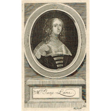 Engraved Portrait of  Jane Lane, Half Length, in oval, on pedestal, [by George Vertue].