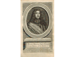 Engraved Portrait of Prince Rupert, Half Length, in oval, on pedestal, by George Vertue.