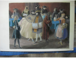 'La Sala del Ridotto'. Masked Venetian Ball, after the painting by Pietro Longhi. [1701-1785].