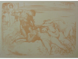 'The Song of the Morning'. Two nude women lying down as nude man plays the violin.