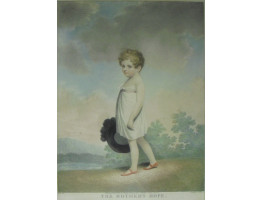 'The Mother's Hope' Boy in white dress holding hat  in landscape by Samuel Freeman [1773-1857] and Joseph Constantine Stadler [1780-1819]