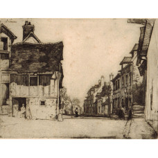 'Norman Village'. Street Scene with figures.