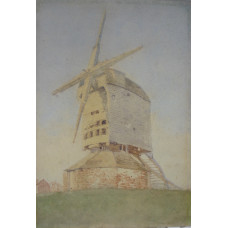 Windmill on brick base.