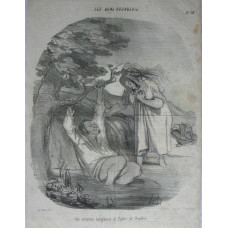 Les Bons Bourgeois. No. 30 'Une imitation bourgeoise de Zephir de Prudhon' A bespectaled husband lies in pond as his wife timidly approaches.