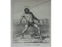 Actualites No.238. 'Le Veritable Lutteur Masque'. Man in mask, scythe and hour-glass on floor.