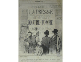 Actualites No. 112. 'T'as tort de vouloir afficher cette grande annonce dans ce mois-ci, mon bonhomme . . . par le froid aucune espece de colle ne prend!' Man putting up poster.