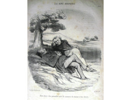Les Bons Bourgeois. No. 79 'Doux loisirs d'un quincailler retire du commerce des hommes et des chenets.' Two men lounging on a bank