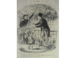 Les Papas. No. 7 'Mais puisque j'vous dis que c'est son ballon et que j'suis son papa! - N'y a pas d'papa ni d'ballon qui tienne . . . on n'doit pas entrer dans les plate-bandes des Tuileries et vous meriteriez que j'vous empeche d'en sortir pendant huit 