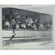 Les Trains de Plaisir. No. 5 'L'inconvenient d'etre dans un wagon ou il y a des voyageurs qui deviennent susceptibles des qu'ils ont un peu trop bu.' Confrontation in railway carriage.