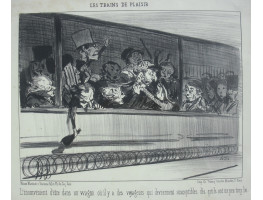 Les Trains de Plaisir. No. 5 'L'inconvenient d'etre dans un wagon ou il y a des voyageurs qui deviennent susceptibles des qu'ils ont un peu trop bu.' Confrontation in railway carriage.