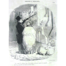 Locataires et Proprietaires. No. 30 'Vous comme ils m'avaient abime mes murailles avec leurs conduits de cheminee . . . on ne devrait pas permettre aux locataires de fair du feu!' Landlord pointing effects of chimney smoke on walls.