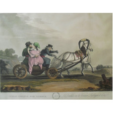 'A Russian Courier Conveying Despatches'.  Three horses pulling a cart carrying soldiers. After Mornay by Clark & Dubourgh.