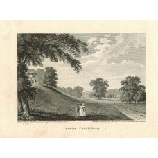 View of  the Country House, Esher Place, the Seat of Miss Frances Pelham, by Medland after Meheux. Figures in foreground.