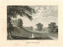 View of  the Country House, Esher Place, the Seat of Miss Frances Pelham, by Medland after Meheux. Figures in foreground.