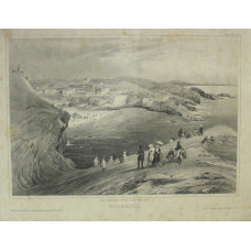 'Biarrits Basses Pyrenees. No. 11' View of Biarritz Figures by A. Bayot. Lithographed by Auguste Bry.