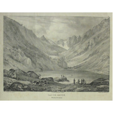 'Lac de Gaube Hautes Pyrenees. No. 18' Figures by A. Bayot. Lithographed by Gihaut freres.