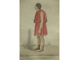 'Mr Kean as Lucius Junius, in Brutus.' Full Length Caricature Portrait, in profile, in Roman Dress.