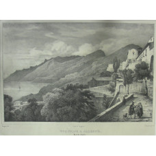 'Vue Prise a Salerne, Royme de Naples' No. 80 View of coast at Salerno, with figures on terrace, by Antoine Guindrand [1801-1843]