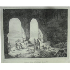 'Dans Les Ruines D'Alba pres le lac de Fucino  No. 79 Artists at work within ruins, by Jean-Louis Tirpenne [1801-1878] and Figures by Victor Adam [1801-1866]