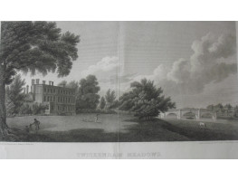 'Twickenham Meadows.' House, figures and Richmond bridge, after J. Webber by J. Landseer.