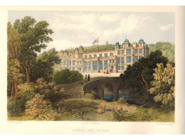 View of  the Country House, Audley End. Trees and bridge in foreground, after J.D. Harding by W. Walton