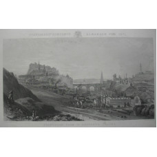 "Edinburgh from St Anthony's Chapel". Castle, with Carlton Hill on right, after John O'Connor [1830-1889] and engraved by H. Adlard.