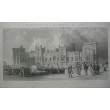 'Windsor Castle East Terrace. The Queen's Private Apartments'. Queen Victoria and Prince Albert and other figures walking in grounds after Thomas Allom [1804-1872] and engraved by Thomas Abiel Prior [1809-1886].