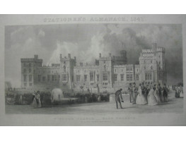 'Windsor Castle East Terrace. The Queen's Private Apartments'. Queen Victoria and Prince Albert and other figures walking in grounds after Thomas Allom [1804-1872] and engraved by Thomas Abiel Prior [1809-1886].