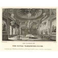 'The Pavilion. No. 1 The Royal Banqueting Room, No.2 The Music Gallery'. Interiors, by E. Brain.