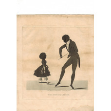 'The Dancing Lesson'. The Dancing Master playing the fiddle and dancing while a young girl tries the steps, by J. Bruce.
