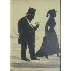 'Sea Side Sketches No 1. "The Lion in Love"' Man in top hat with posy following Lady.