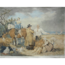 'Reaping. Mouissonat'  Harvest Scene with farmer talking to workers, by William Ward.