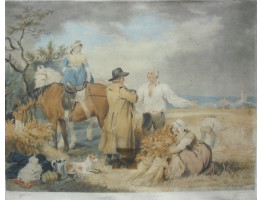 'Reaping. Mouissonat'  Harvest Scene with farmer talking to workers, by William Ward.
