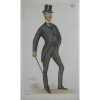 Portrait of Montrose, entitled "Scotland & Racing", Full Length wearing top hat,  by Spy.