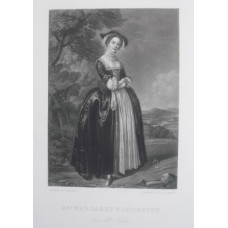 Engraved Portrait of  Peg Woffington, as Mrs Ford, Full Length, in landscape, after J. Haytley by G.S. Shury.