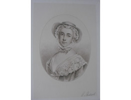 Engraved Portrait of  Peg Woffington, as Phebe, Head and shoulders, wearing bonnet, in oval, by Edward William Stodart [1841-1914].