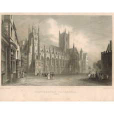 'Canterbury Cathedral'  figures on street, after T.M. Baynes by S. Lacey.