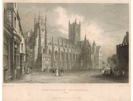 'Canterbury Cathedral'  figures on street, after T.M. Baynes by S. Lacey.