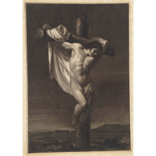 Christ on the cross in landscape.